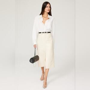 RTR sz2 A.L.C. Faux Leather Alden Skirt cream 🍦 High Slit Cargo Trendy